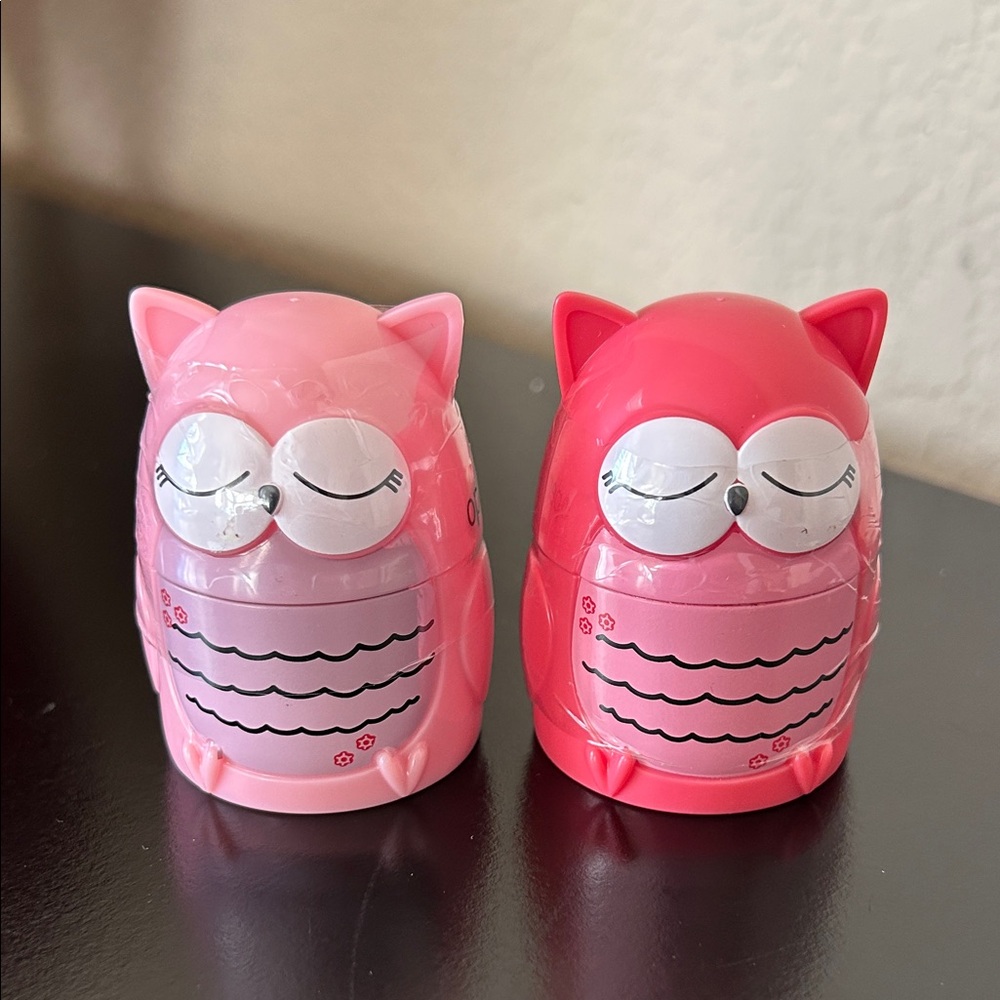 Magic Pink and Red Owl Lipgloss Set of 2